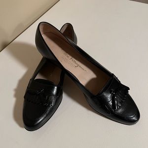 Salvatore Ferragamo Black Leather Tassel Loafers